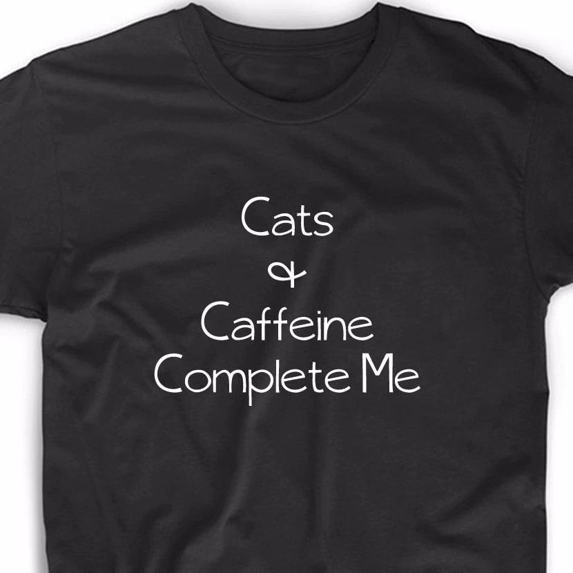Funny T Shirt Cats And Caffeine - Coffee Tee Cute Gift Rescue Animal Kitten Cats 3XL