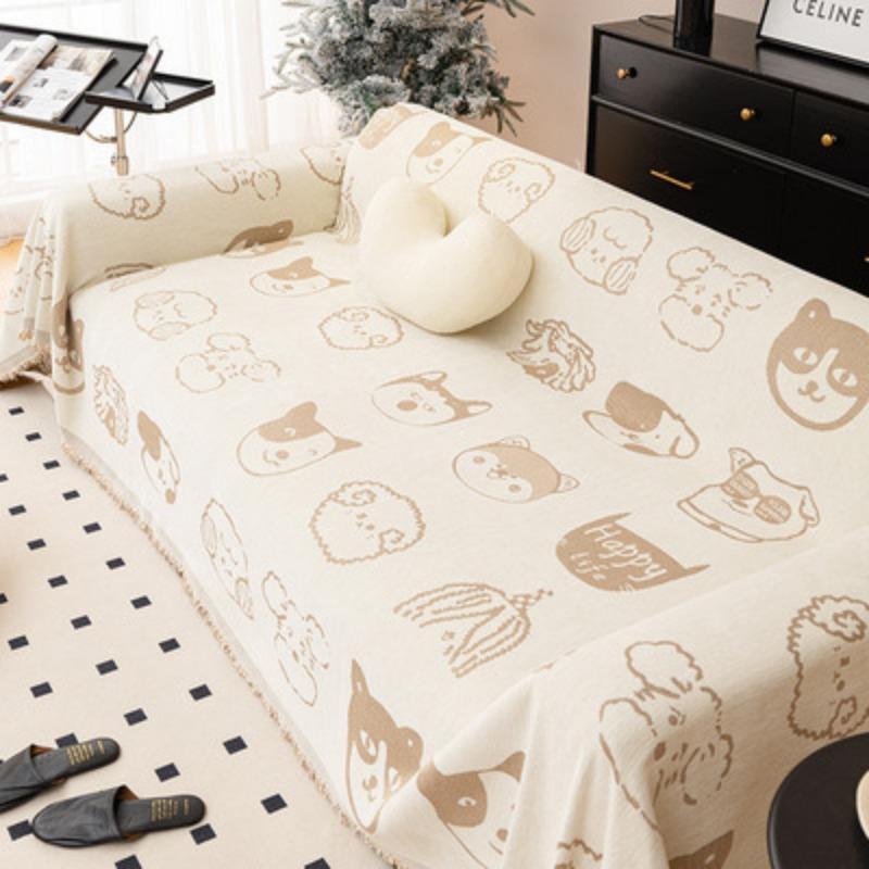 Cartoon Cartoon Dog Chenille Sofa Cover Cloth Four Seasons Universal Non-Slip Anti-Cat Scratch Blanket Full Cover Sofa Cover