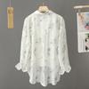 Korean Style Long Sleeve Printed Chiffon Outerwear Summer Breathable Sun Protection Thin Loose Versatile Top Women's Shirt