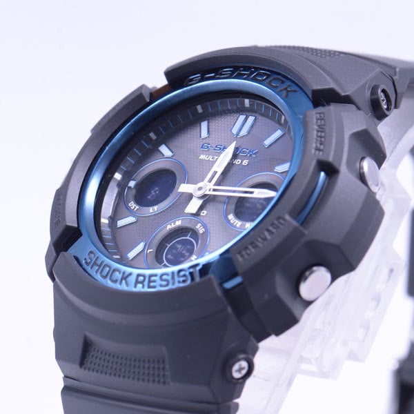 Casio G-SHOCK Herrenuhr AWG-M100A-1AJF [G-SHOCK MULTIBAND6] rund, schwarz, Edelstahl, digital, analog