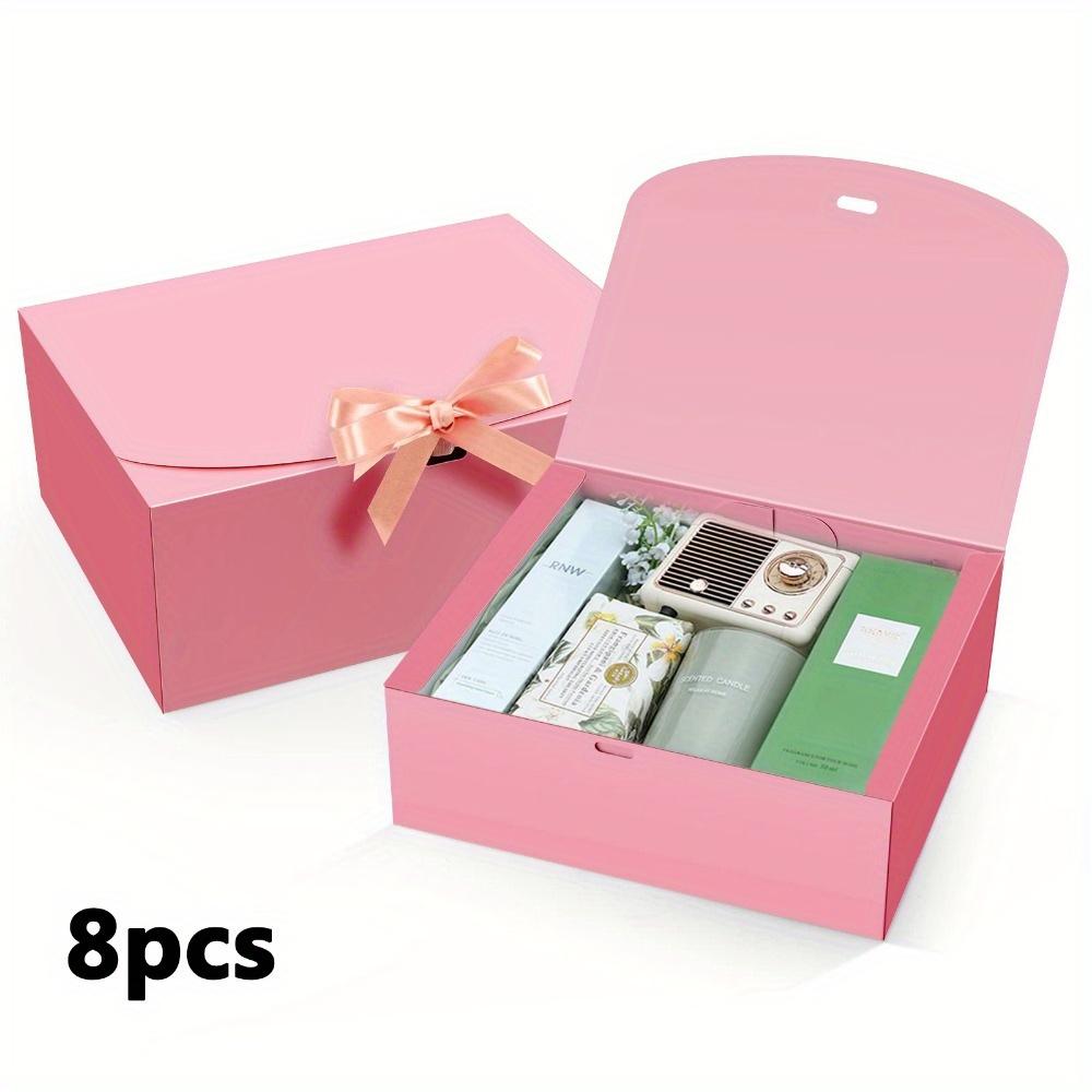 8pcs Pink Kraft Paper Gift Boxes with Lids Large Bridesmaid Proposal & Wedding Favor Boxes with Ribbon Perfect for Birthdays Christmas Parties
