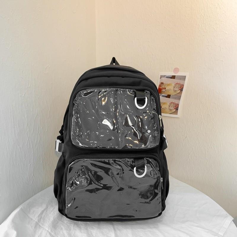 

Nylon School Backpack With Design For Middle School Students And 14in Laptop чёрный