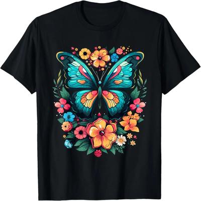 Butterfly With Flowers I Aesthetic Butterfly T-Shirt