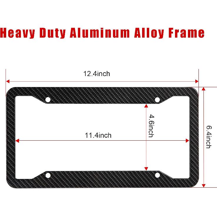 OLLEN Aluminum License Plate Frames For Front & Rear, 2 Pack Heavy Duty Car Tag Holder Protector, With Mount Hardware, Screws Caps, 8 Rattle Proof