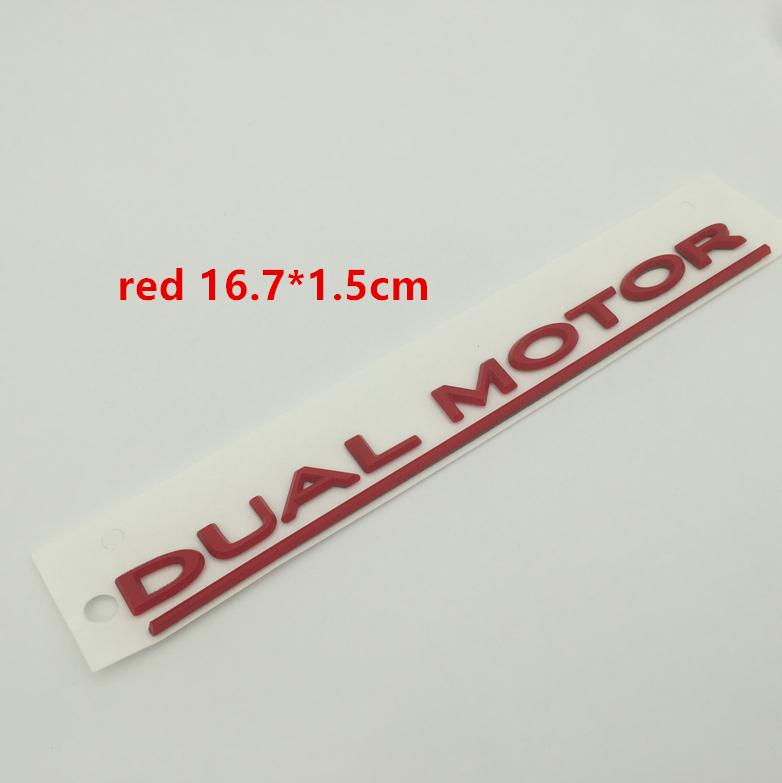 VCZRW1 1pcs 3D ABS for Tesla DUAL MOTO Car Letter Front Hood Head Bonnet Emblem Rear Tail Trunk Sticker Badge Decal Styling Accessories