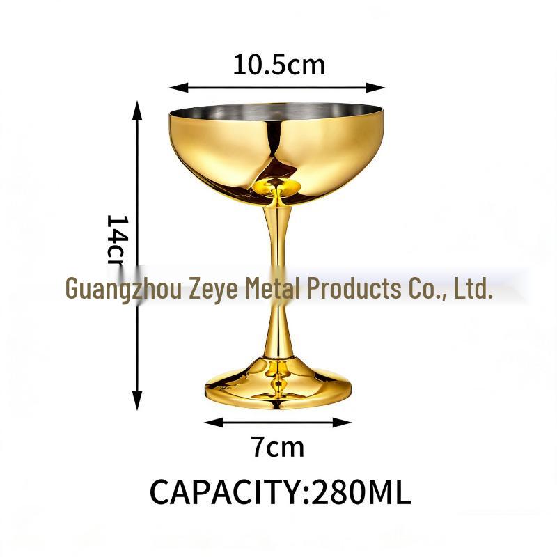 Creative High-Stemmed Stainless Steel Cocktail and Ice Cream Glass