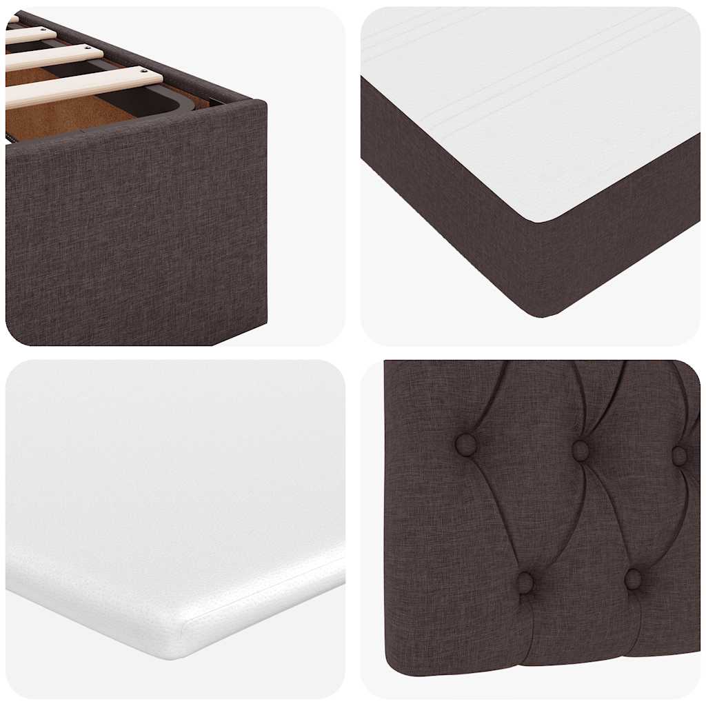 Enjoy restful nights with this Ottoman bed set including mattresses and LED lighting dark brown 180 x 200 cm fabric