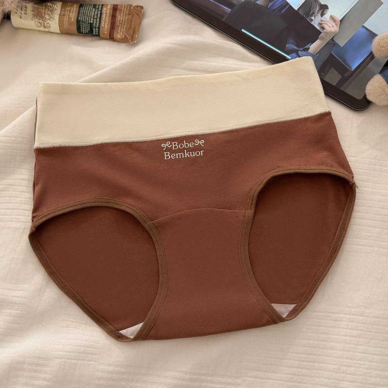 Women's Spring and Autumn Cotton 10A Antibacterial Extension Crotch Mini Belly Wrapper High Waist Briefs