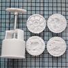 Chinese Traditional Mid-Autumn Mooncake Mold Set 4Pcs Different Round  Flower Patterns for Mooncake Biscuit Stamping