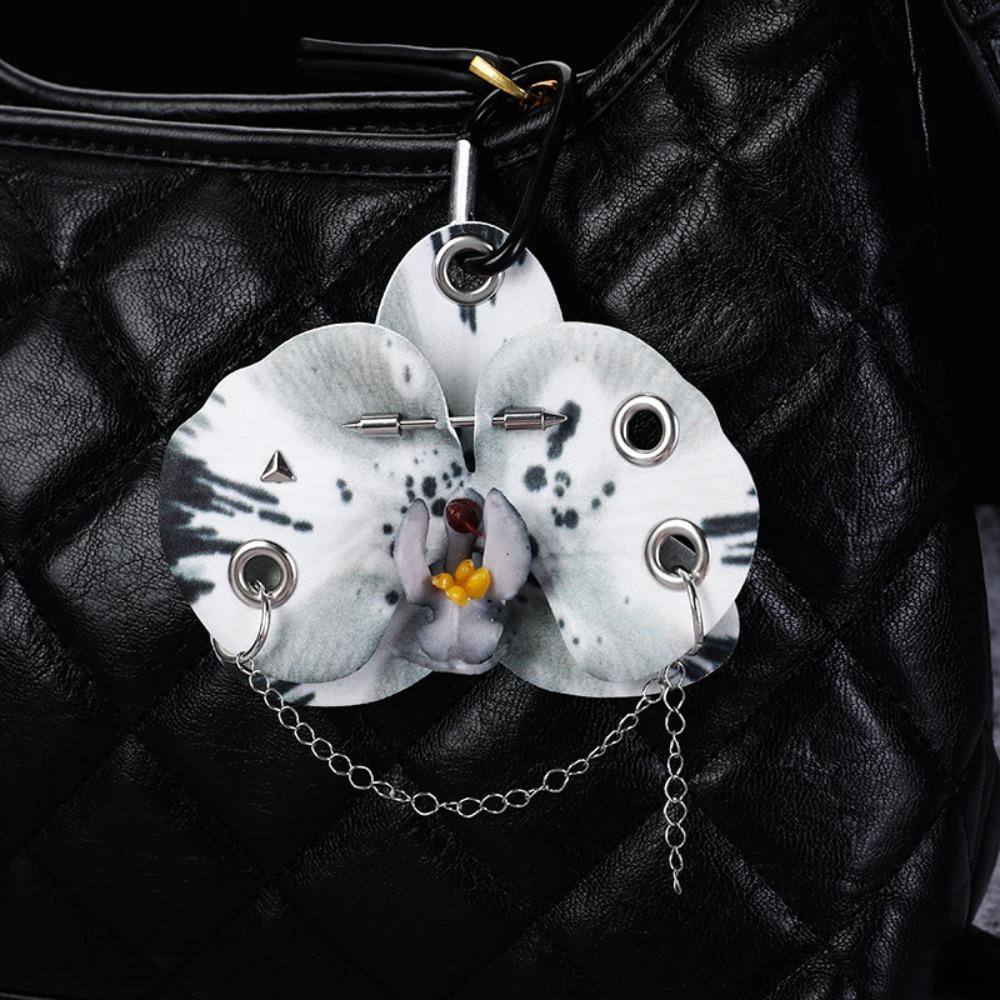Fashion Simulation Flower Orchid Lily Keychain Colorful Backpack Decoration Flower Bag Pendant Gifts Backpack Hangings Decor