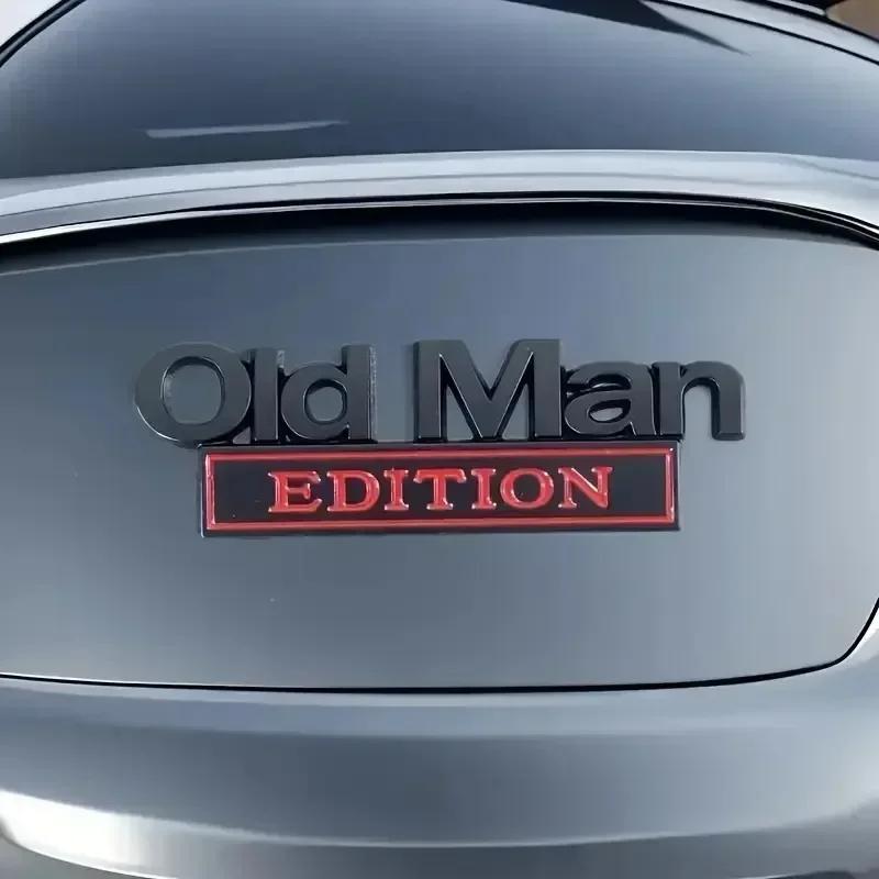 3D Metal Car Sticker Badge Emblem "Old Man Edition" Decal for SUV Truck Funny Decoration Accessories Rear Decoration Logo
