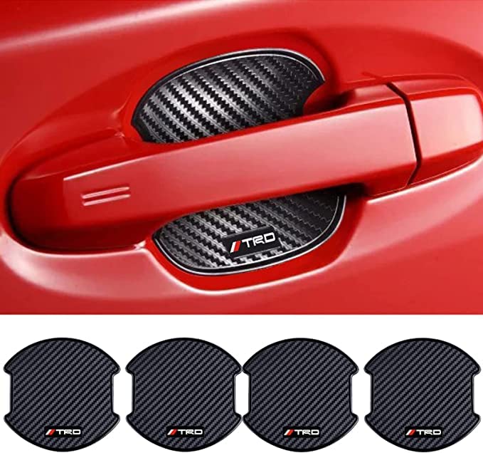

TRD Door Handle Protector TRD Car Carbon Door Knob Guard Pack of 4 (L, TRD)