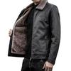Autumn and winter new men's fur integrated leather jacket velvet youth lapel jacket business jacket leather jacket men's clothing