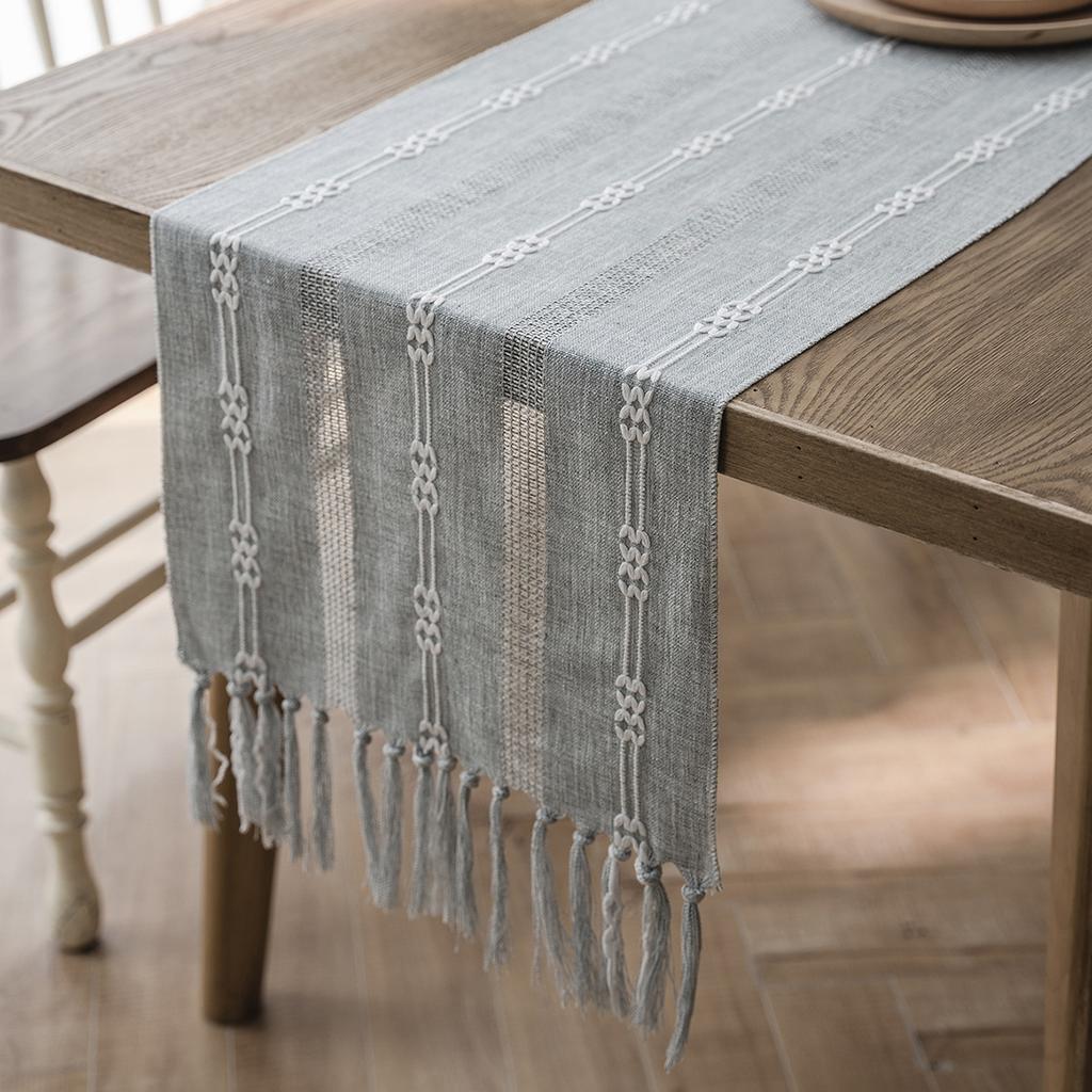 Nordic Jacquard Geometric Table Flag Fringed Fashion Tea Flag Dining Flag Long Polyester Cotton Tablecloth