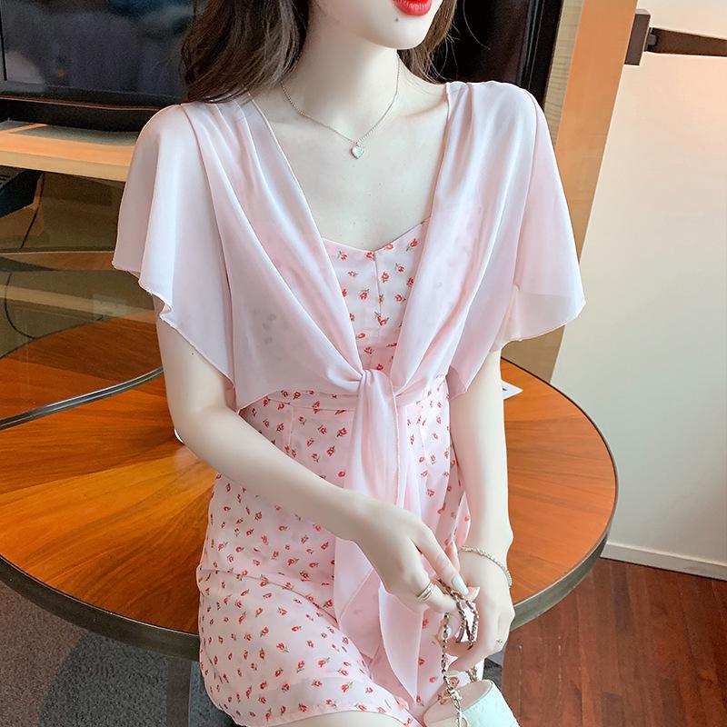 

Женская шифоновая накидка: Легкая летняя шаль, дышащая защита от солнца, кардиган в сказочном стиле XL (115-150 jin) розовый