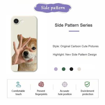 For iPhone 16e Case Pinch Dog Mouth Pattern Printing Straight Edge TPU Phone Back Cover