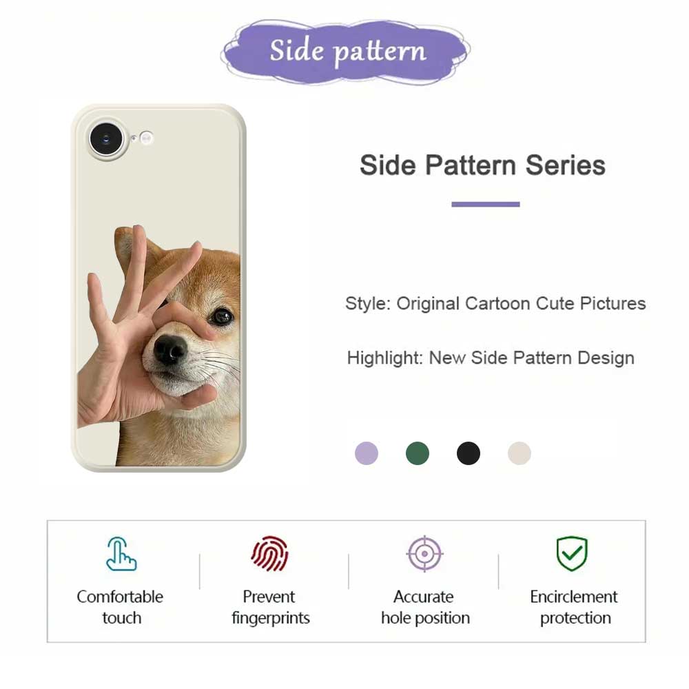 For iPhone 16e Case Pinch Dog Mouth Pattern Printing Straight Edge TPU Phone Back Cover