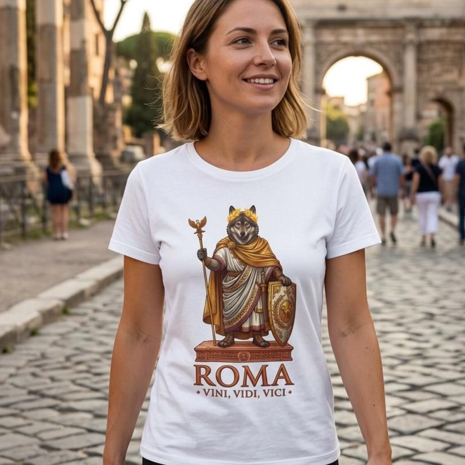 Roman Emperor Wolf T-Shirt Roma Vini Vidi Vici Graphic Tee 3XL