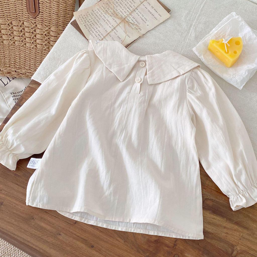 Toddler Girls' Floral Embroidered Peter Pan Collar Long Sleeve Babydoll Shirt - Autumn 2025 Arrival