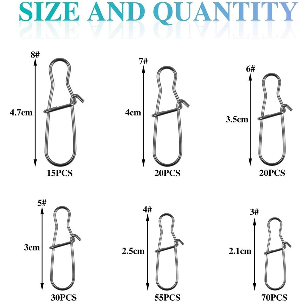 210 buc Agrafe Pescuit Clip Agrafă Duo Lock Vârteje Agrafe Momeală Schimbare Rapidă Oțel Inoxidabil Vârteje Clipuri Pescuit Echipament Pescuit