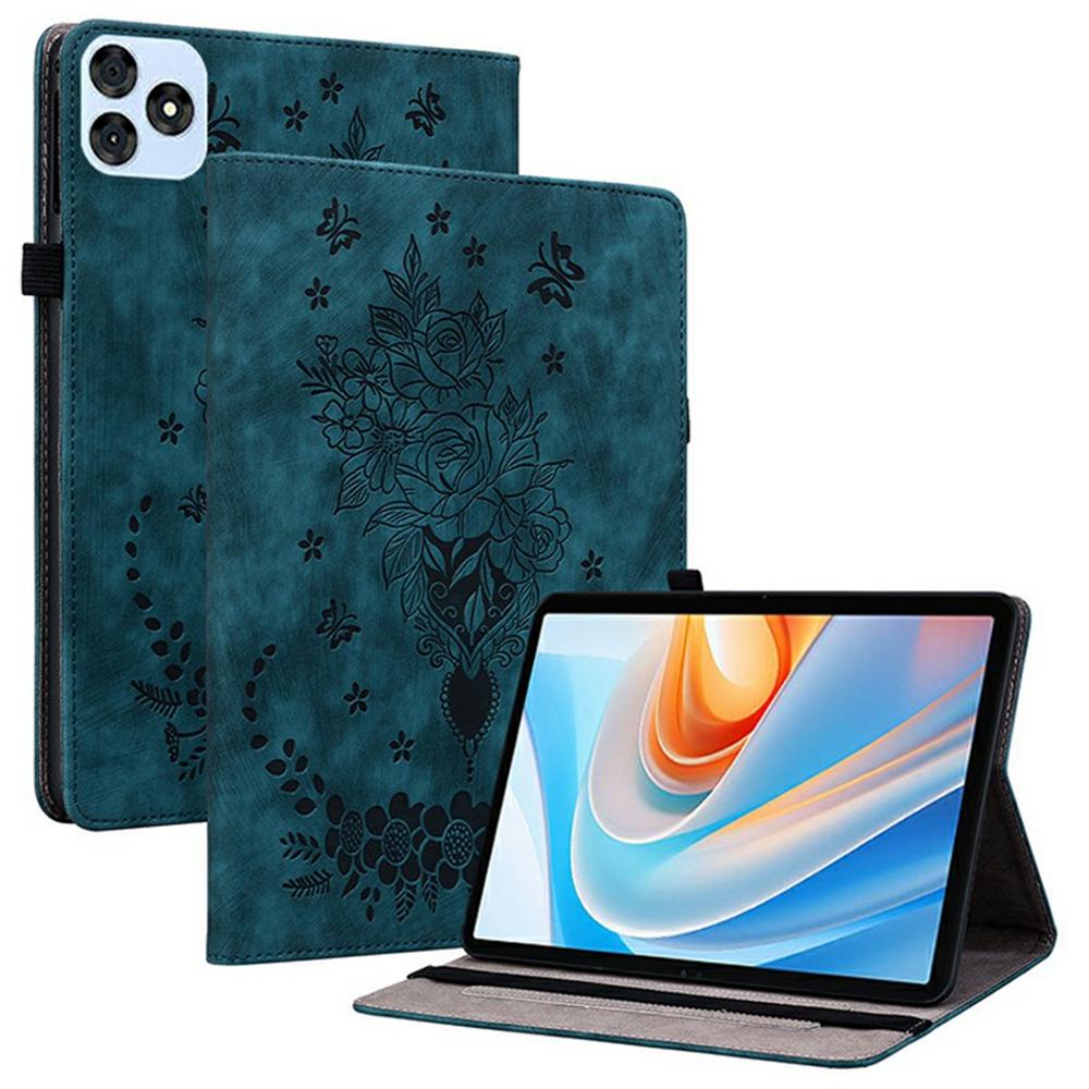 For itel Vistatab 30 Case Card Holder Anti-Scratch Leather Cover Rose Flower Imprint