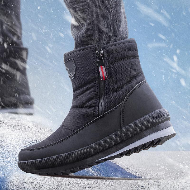 Men's Snow Boots Winter Plush Warm Cotton Shoes Outdoor Anti-skid Platform Boots Fashion Casual Short Boots Winter Men's Booties