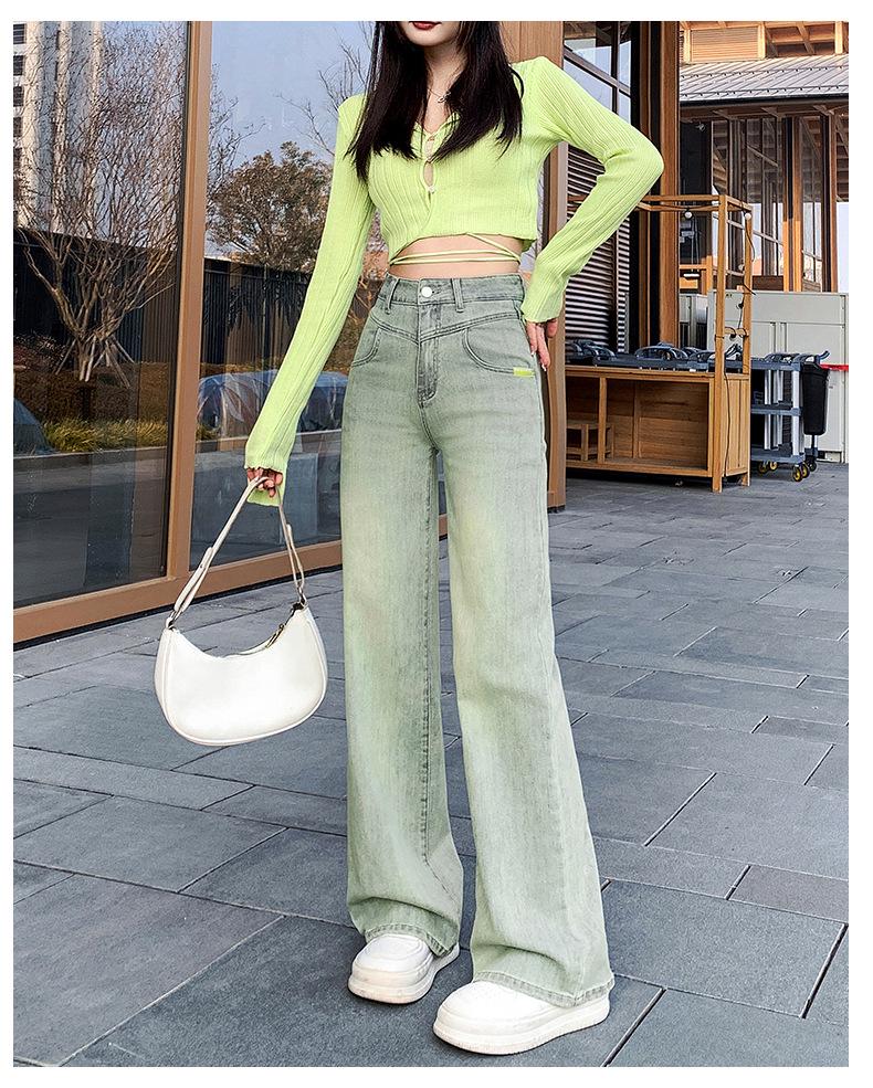 Nostalgic High-Waist Blue Wide Leg Jeans for Women - Summer 2025 Slimming Petite Straight Pants