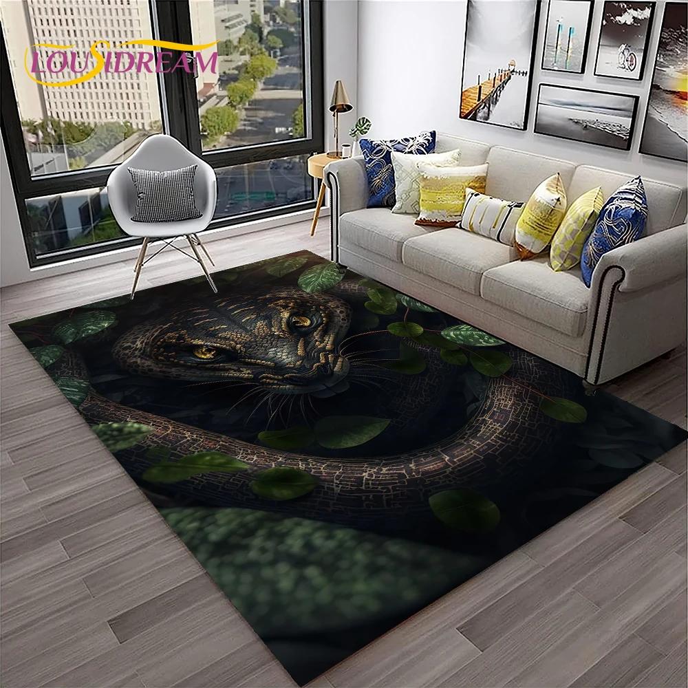 Gothic Serpent Viper 3D Python Snake Carpet Rug for Home Living Room Bedroom Sofa Doormat Decor,kids Area Rug Non-slip Floor Mat