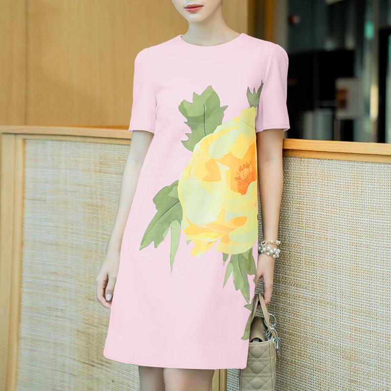 

ZANZEA Женское повседневное платье с короткими рукавами и круглым вырезом с цветочным принтом 4XL