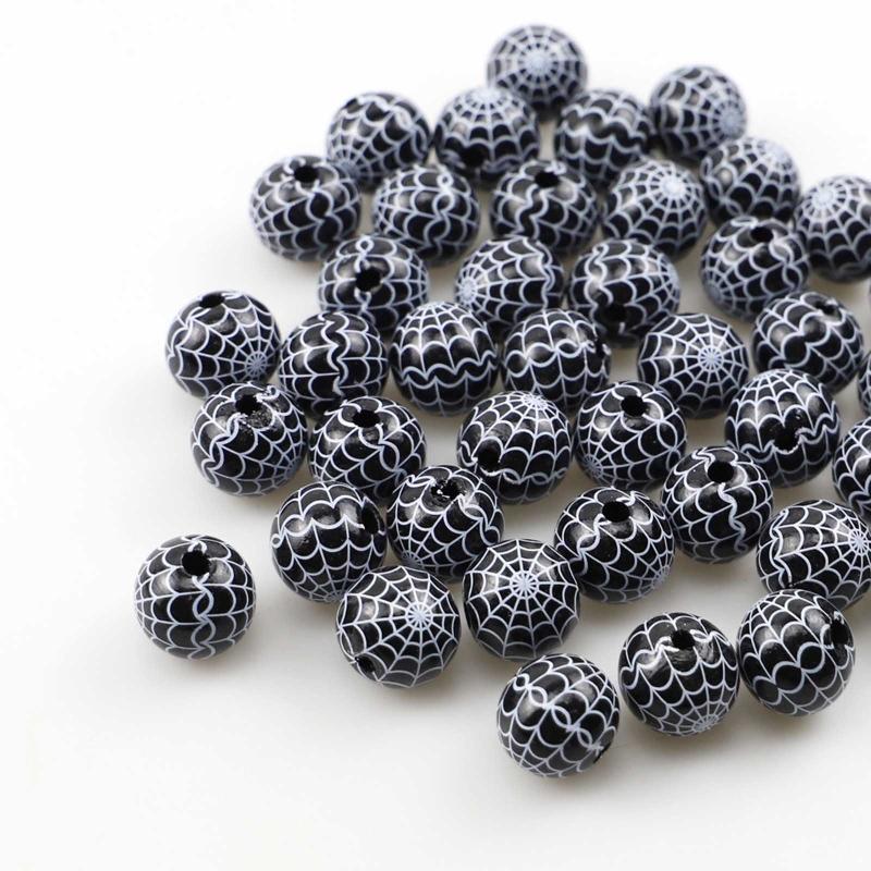 10 Pcs Craft Wood Beads Halloween Beads Polished Round Beads for Jewelry Making