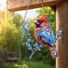 Red Bird Sun Catcher, 2D Acrylic Bird Hanging Decoration, Stained Glass Style Bluebird Suncatcher for Indoor Window Front Porch Decor