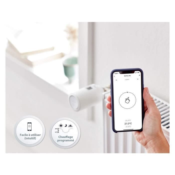 Vernetzter Thermostatkopf - DANFOSS - Ally 014G2460 - Fernsteuerung - Energiesparen