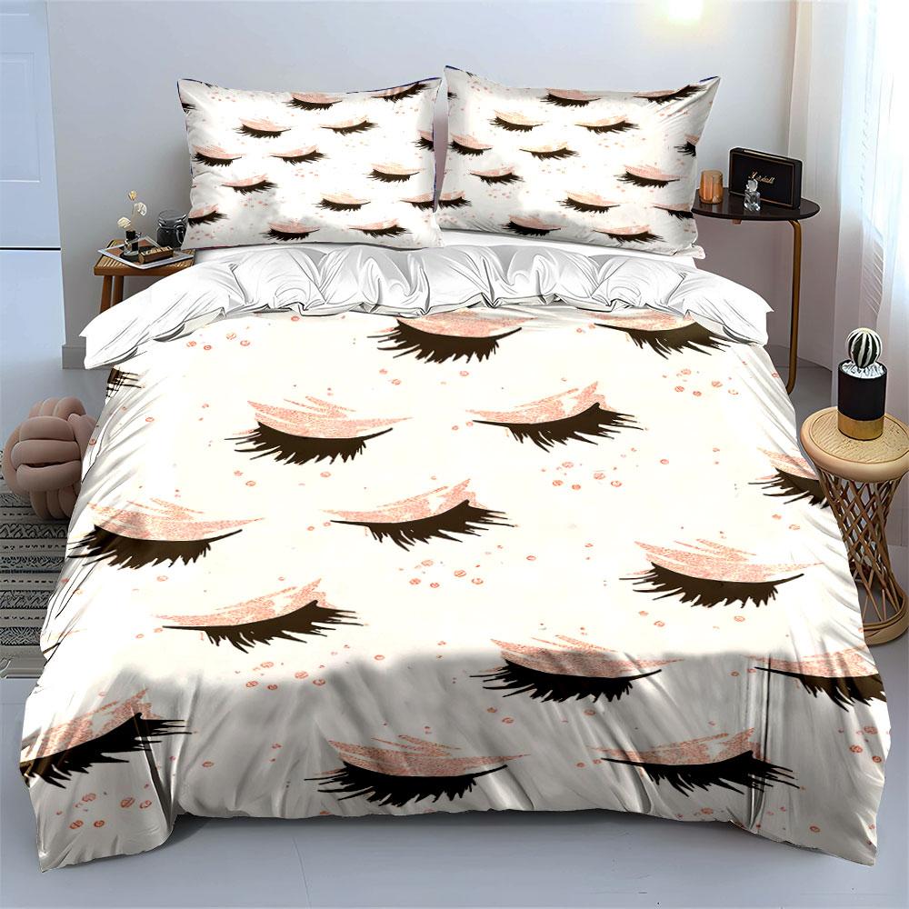 Eyelashes and sparkles pattern. Bedding sets Duvet cover sets Duvet covers Pillowcases(1 * Duvet Cover 2 * Pillowcases without duvet insert)