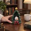 Lighted Resin Ornament Festive Tabletop with Warm Christmas Tree for Desk LED Lights Decor Holiday
