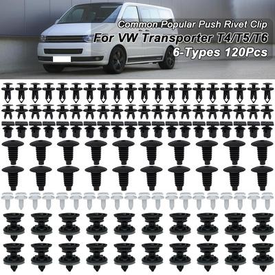 120X Bumper Push Pin Rivets Car Door Trim Panel Clips Roof Boot Splash Guards Fastener Fixings Kit For VW Transporter T4 T5 T6