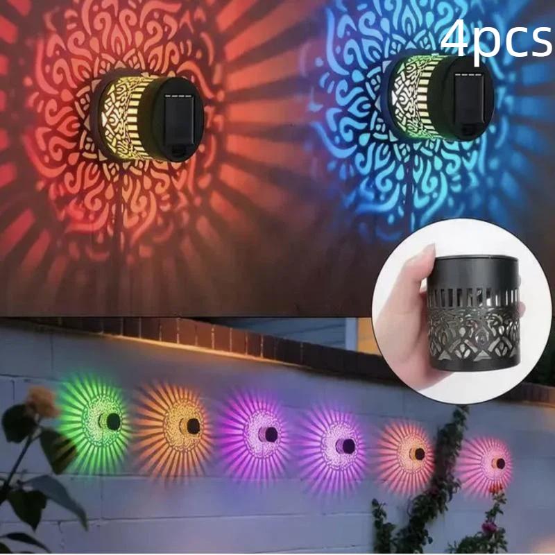 Outdoor Decorative Solar Mandala Lights 4 Pack IP65 Waterproof for Deck Step Wall Fence Garden Pathway Holiday Decoration