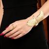 2 Pcs Gold Phoenix Cuff Bracelet Ring Set Exquisite Carved Details Adjustable Size Great For Party Prom Gift