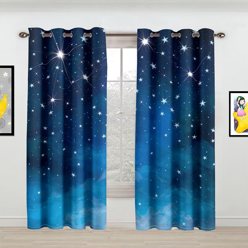 

Шторы на окна Blue Galaxy, Space Planet, полузатемняющие шторы, шторы Universe Stars для спальни, Звездный лес, Cortinas 2 шт. (50Wx50H)x2(CM)&Rod Pocket