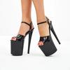 Women's 20CM High Heel Platform Dance Sandals - Elegant Pole Dance & Cosplay Shoes with Non-Slip PU Sole in Ruby Black