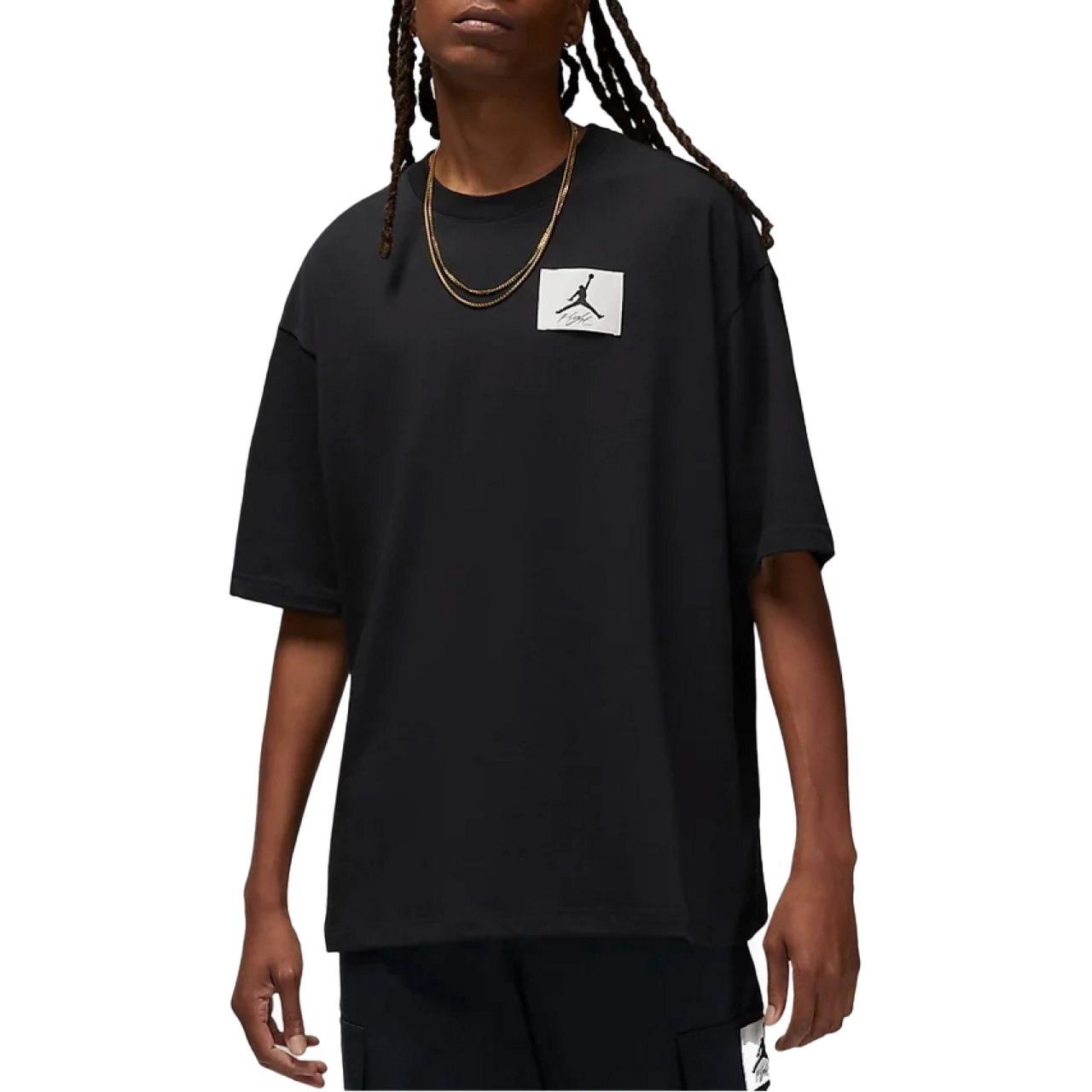 Men s Air Jordan FW22 Round Neck Logo Label Short Sleeve Black T-Shirt DZ7313-010 M