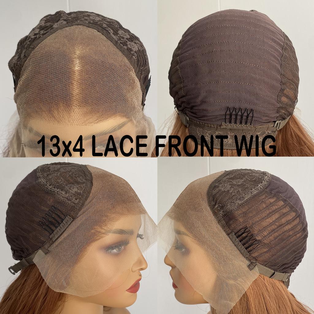 AIMEYA Brown Deep Wave Wig 13x4 Lace Front Synthetic Wigs for Women Natural Hairline Daily Wear Cosplay Wigs Glueless Long Hair