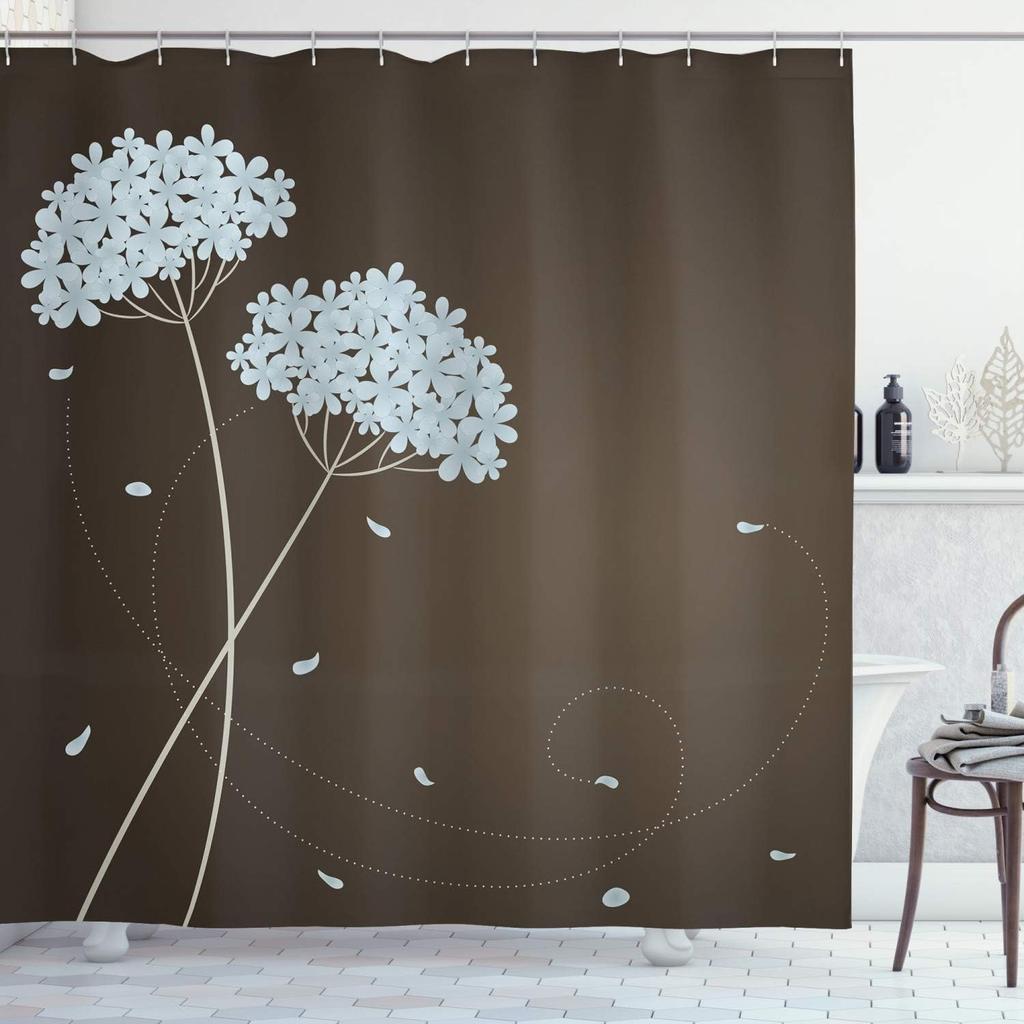 Modern Geometric Floral Waterproof Shower Curtain -Bold Abstract Shapes &Vibrant Flowers for Stylish,Contemporary Bathroom Decor