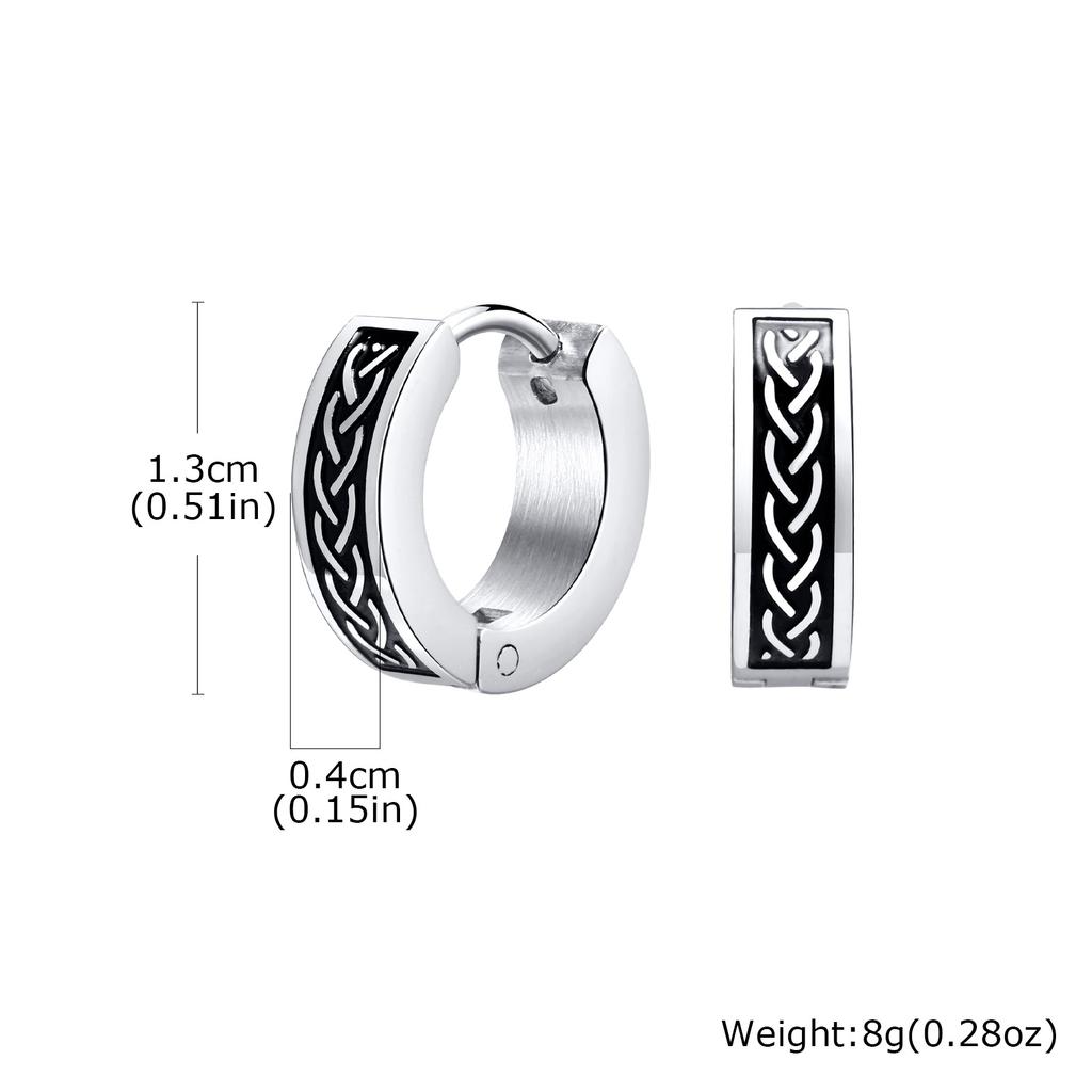 Pendientes de Aro Runas Vikingas Nórdicas Retrol para Hombres, Huggies Clásicos de Acero Inoxidable con Nudo Celta, Regalos de Joyería Punk Cool