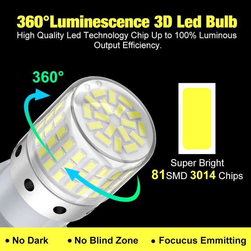 2pcs Canbus T20 7440 WY21W W21W 7443 W21/5W Car Turn Signal LED T25 3156 P27W 3157 P27/7W Bulbs Reverse Auto Lamp White 12V 3156 P27W T25