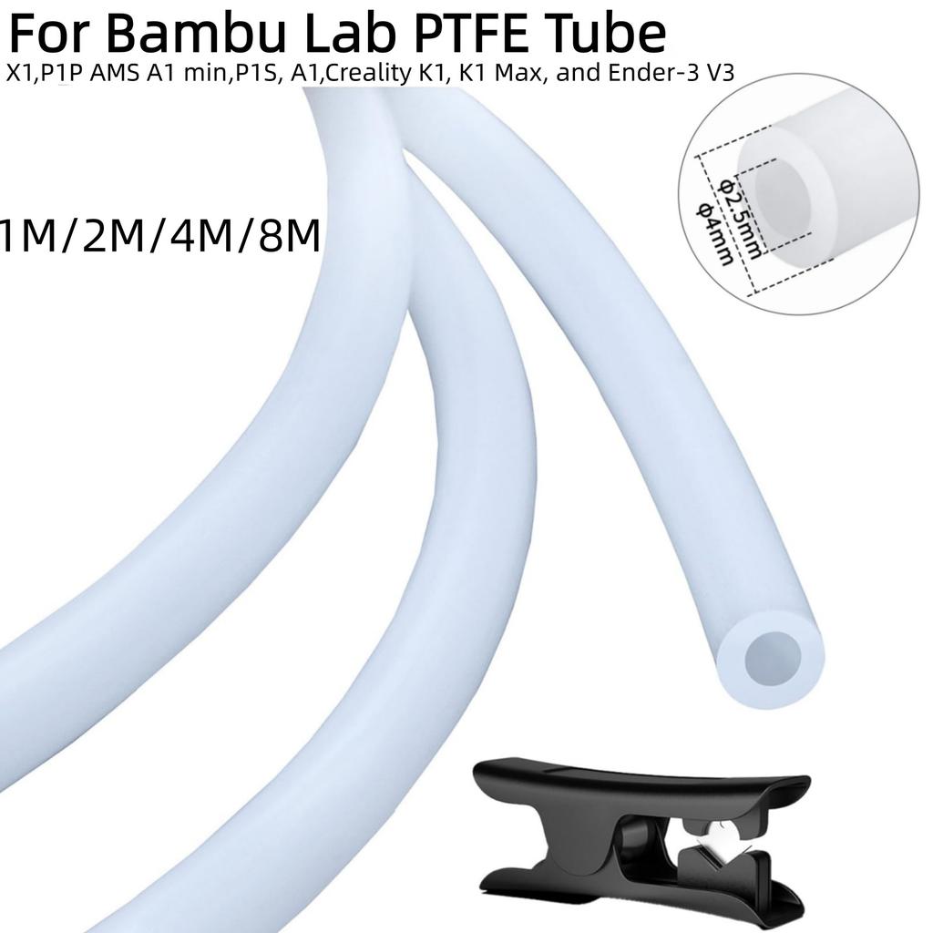 For Bambu Lab PTFE Tube for 1.75mm Filament with Cutter for Extruder, 2.5mm ID X 4mm OD Length Tube for Bambu Lab A1/P1P/P1S/X1C
