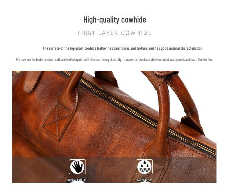 Strukturierte Lässige Herren-Umhängetasche aus Echtem Leder - Schultertasche auspflanzlich gegerbtem Leder für Business und Freizeit.