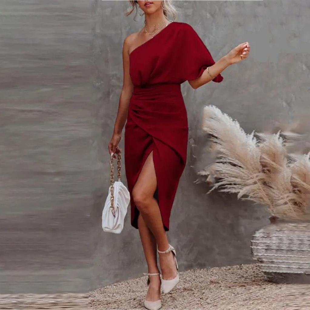 Women's Summer Fashion Sexy Sleeveless Off Shoulder Bag Hip Dress
