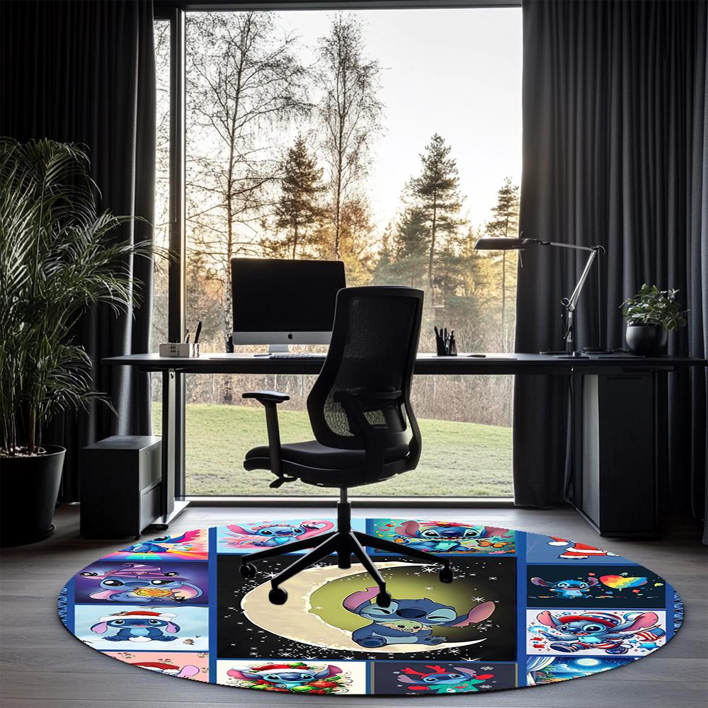 Stitch Printed Round Rug Carpet Chair Rug Area Rug Entryway Doormats,for Office Chair Living Room Bedroom Kitchen Room.
