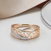 Rose Gold Color Wedding Ring For Women Ethnic Hollow Flower Natural Zircon Accessories Trend Daily Vintage Jewelry