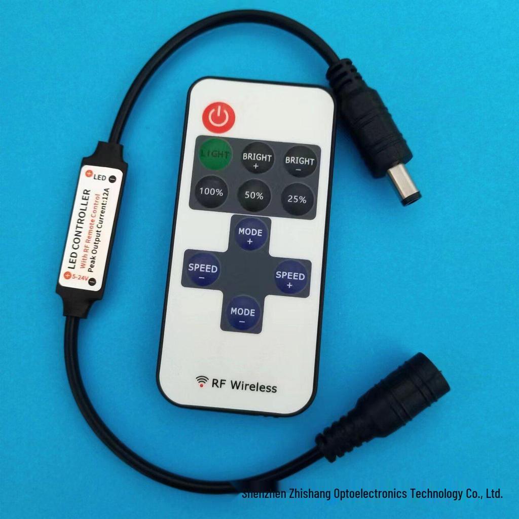 Contrôleur RF Sans Fil pour Bandes LED (5-24 V) avec variateur et télécommande RF11 pour guirlandes à fil de cuivre monocolores